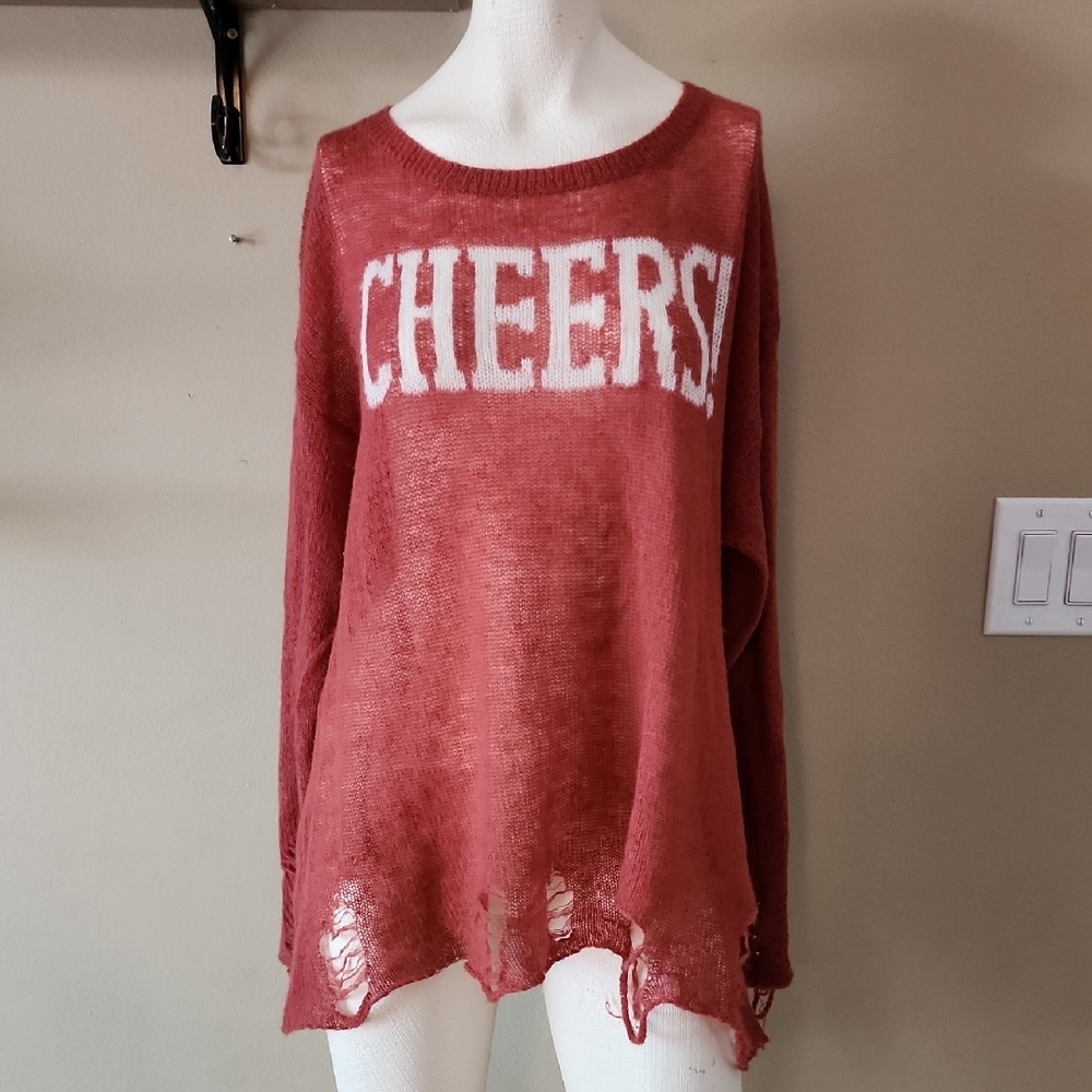 Wildfox Red Oversized Hoodie Cheers